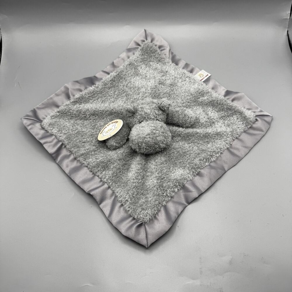 Apricot Lamb Hippo Lovey Fuzzy Satin Edge Gray 13" NEW